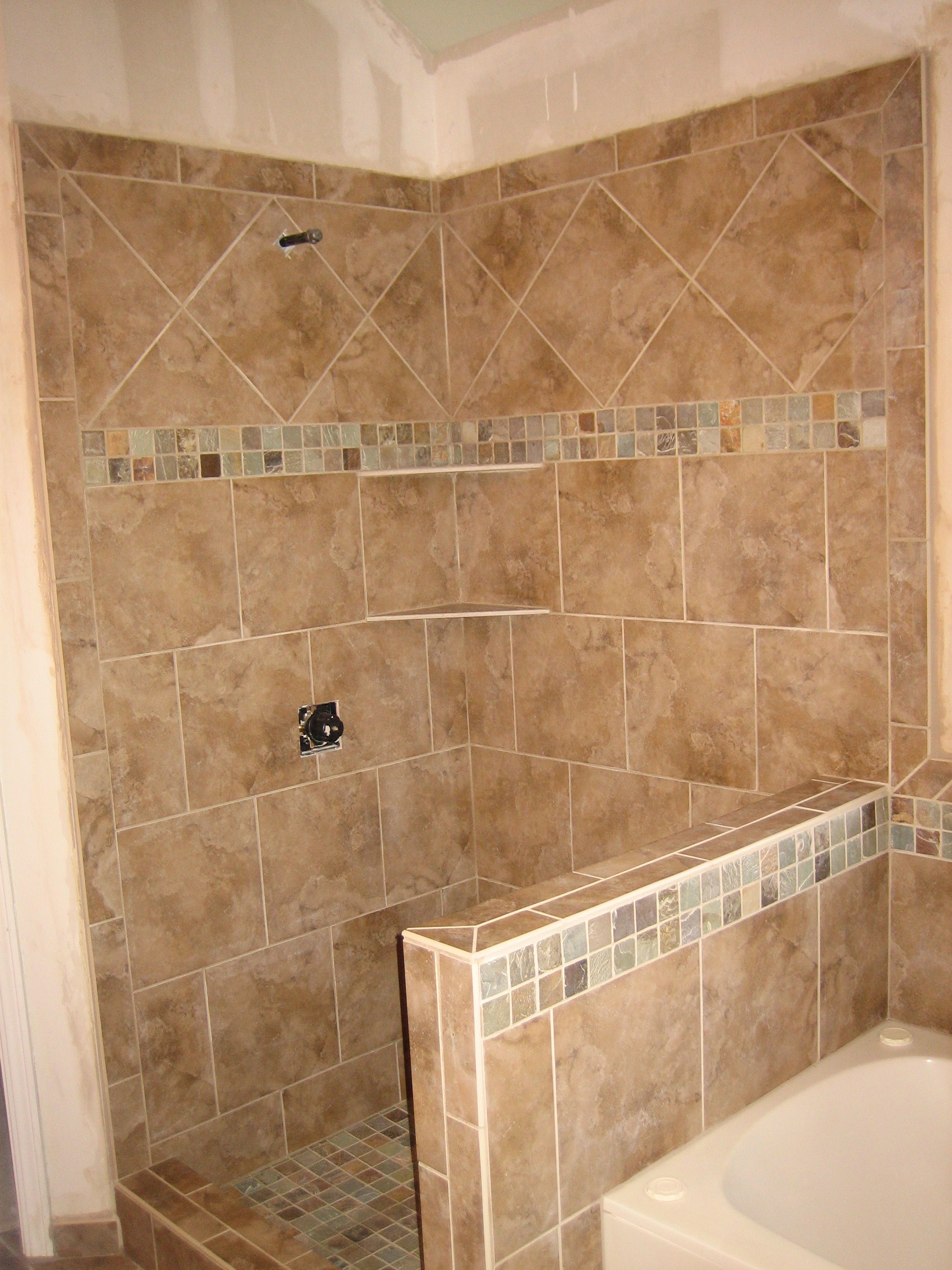  Shower  Pony Wall Tub  Surround  9 2008 RK Tile  and Stone 