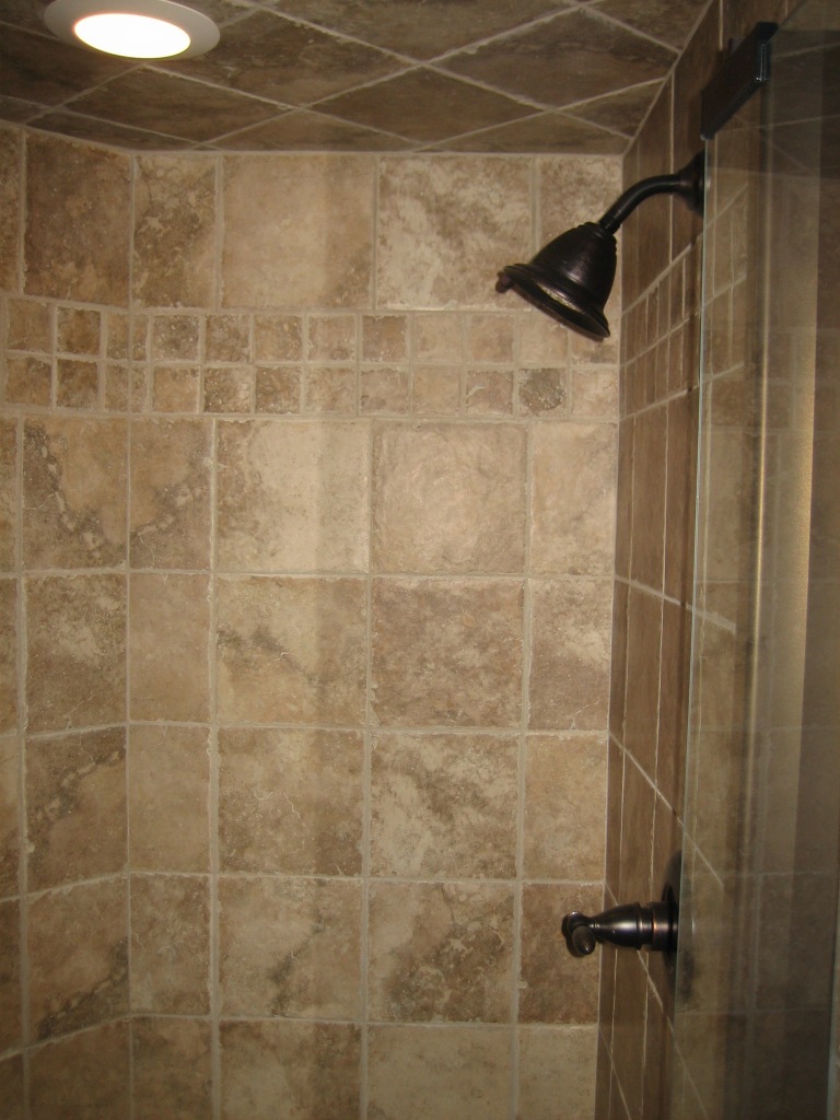 Shower With Band Insert Ceiling Tile 2 2008 Rk Tile And Stone